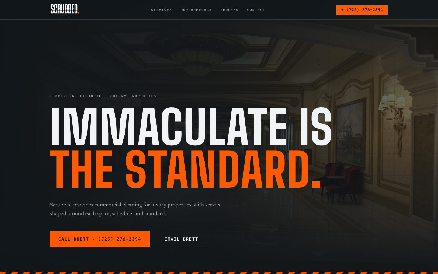 Scrubbed home page: Immaculate is the standard.